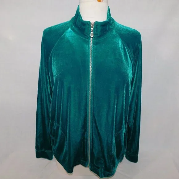 TanJay Emerald Velvet Jacket Lounging - Picture 1 of 9